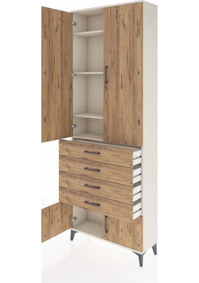 Arges Dolap 4 Raflı 4 Çekmeceli 4 Kapaklı 88x30x243 Aytaşı-çam Aytaşı