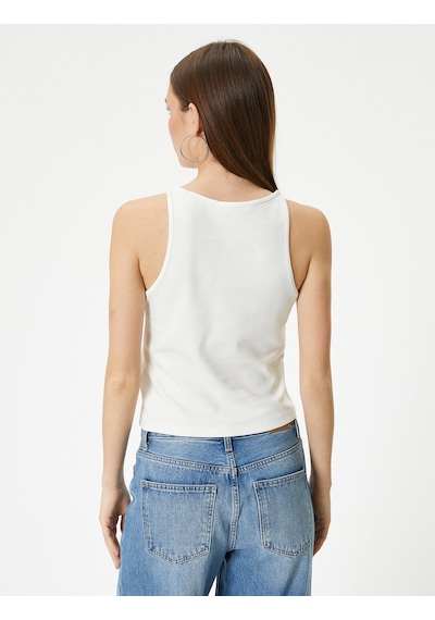 Koton Bisiklet Yaka Atlet Slim Fit Ekru 4sal30070ık Ekru