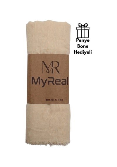 Myreal Bambu Kraş Şal Açık Bej - Ütü Gerektirmeyen Doğal Doku 90x200 Cm
