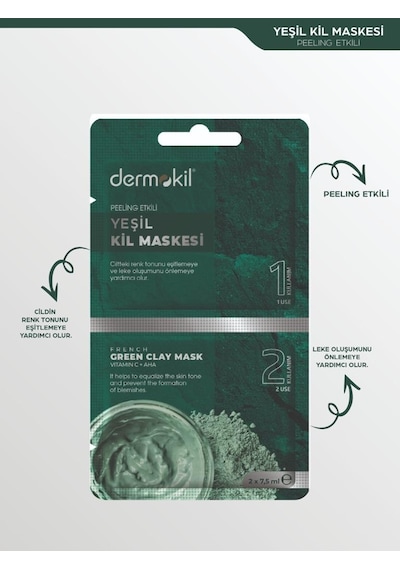 Dermokil Peeling Etkili Yeşil Kil Maskesi 15 ML