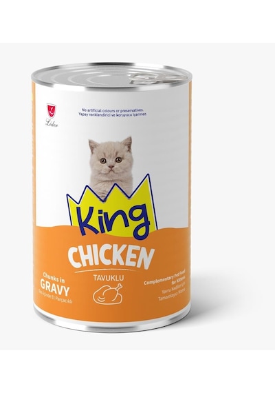 King Et Parçacıklı Tavuklu Yavru Kedi Konserve 400 Gr
