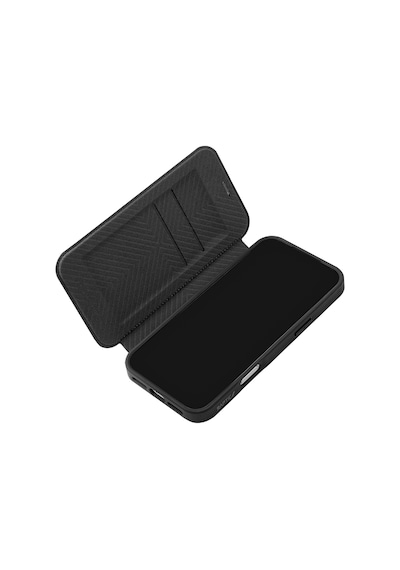 Apple iPhone Uyumlu 18 Pro Kılıf M-safeli Vegan Deri Şeffaf Arka Yüzey Kartlıklı Raptic Urban Folio Kapak Siyah