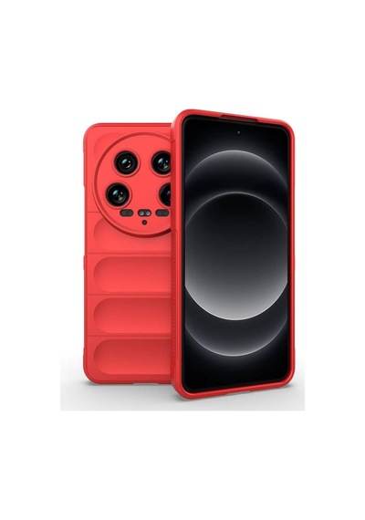 Xiaomi İçin Uyumlu Mi 14 Ultra Kılıf Esnek Tpu Oyuklu Arka Yüzey Tasarımlı Zore Etnik Silikon Kapak Kırmızı Diğer