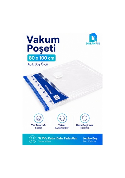 Vakumlu Poşet 80x100 Cm Battal Boy Yorgan Battaniye Hurç Giysi Saklama Torbası 1 Adet Şeffaf