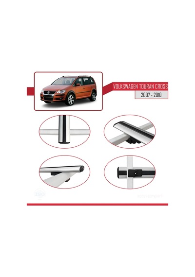 Volkswagen Touran Cross 2007-2010 Arası İle Uyumlu Basic Model Ara Atkı Tavan Barı Gri 3 Adet