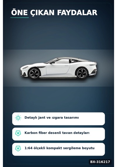 Model Araba 1/64 Aston Martin Dbs Stratus White Koleksiyonluk Araç Oyuncak Bx-316217
