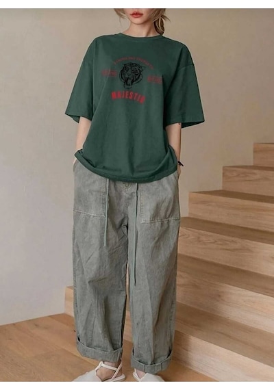 Kozia Outdoors Majestıc Baskılı Oversize Basic O Yaka Unisex T-shirt Yeşil