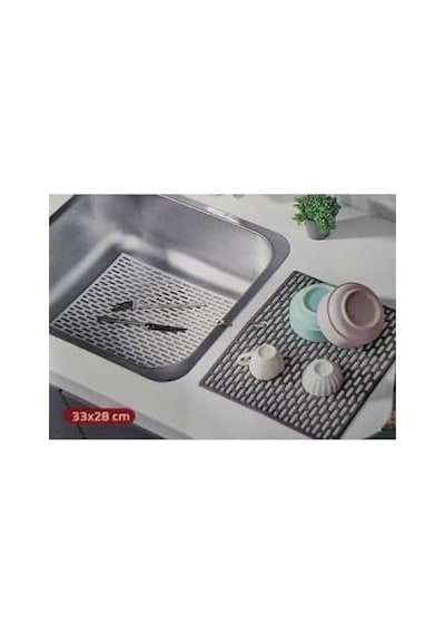 Dikdörtgen Silikon Lavabo Buzluk Matı 33x28 Cm Antrasit Renk 1 Adet Gp115