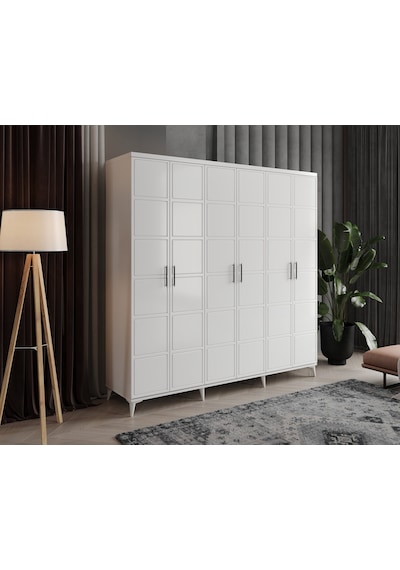 GuneyStore Milano 6 Kapaklı Komple Mdf Beyaz Gardırop