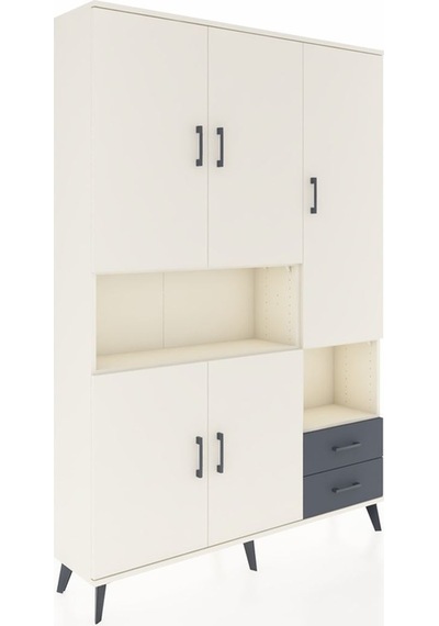 Arges Dolap 10 Raflı 2 Çekmeceli 5 Kapaklı 132x30x195 Aytaşı-aytaşı/antrasit Aytası/antrasıt