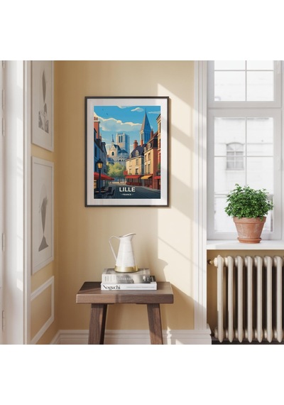 Lille Fransa Seyahat Posteri Vintage Tarzı Fransız Şehir Duvar Sanatı