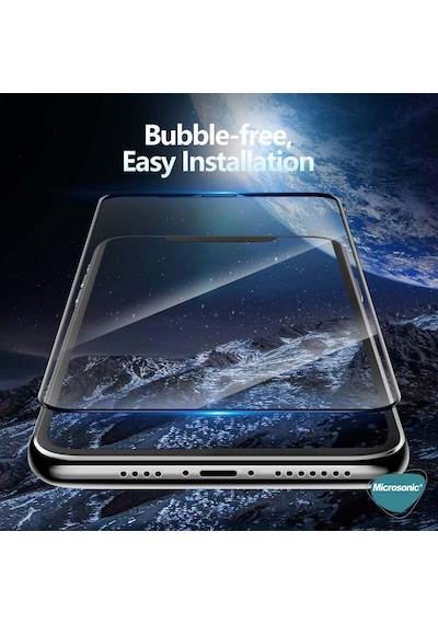 Microsonic Apple Uyumlu iPhone 17 Pro Tam Kaplayan Temperli Cam Ekran Koruyucu Siyah
