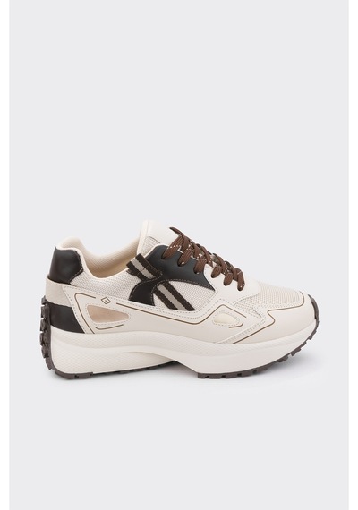 Derinet Yüksek Taban Kadın Sneaker Bej Kahve Bej Kahve