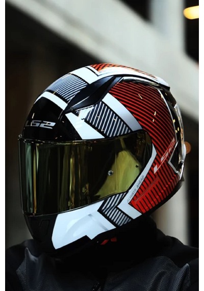 Ls2 Rapid 2 Extra Beyaz-kırmızı Fullface Motosiklet Kaskı Gold Camlı .
