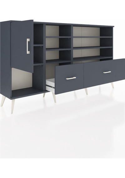 Arges Konsol 8 Raflı 2 Çekmeceli Tek Kapaklı 176x30x99 Antrasit-antrasit Antrasit - Antrasit Arges Konsol 8 Raflı 2 Çekmeceli Tek Kapaklı 176x30x99 Antrasit-antrasit Antrasit - Antrasit