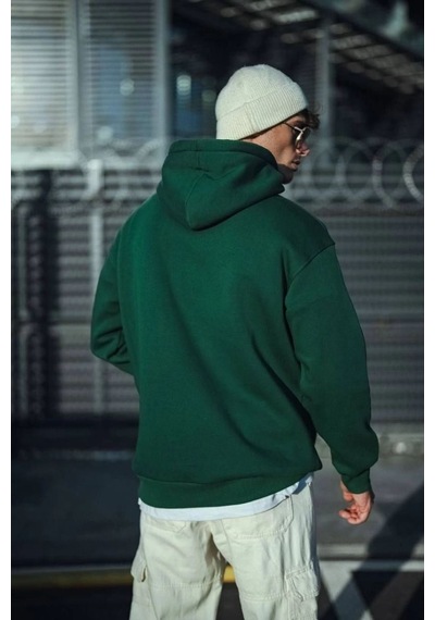 Mbb E-ticaret Erkek 3 İplik Pamuklu Kapüşonlu Basic Sweatshirt Hoodie - Haki
