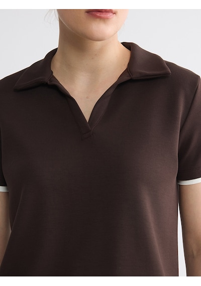 Lcw Comfort Kahverengi Polo Yaka Kadın Tişört