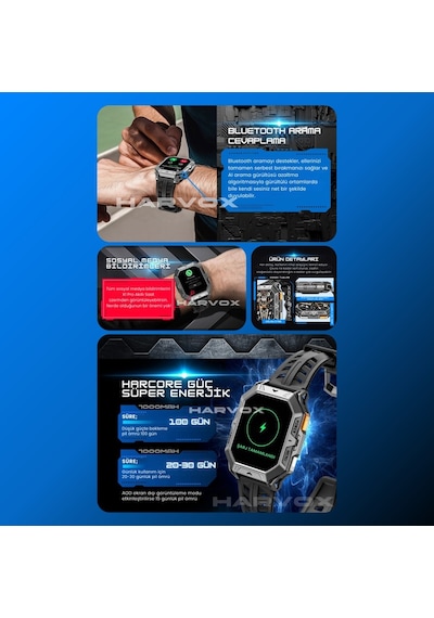Harvox Watch X1 Pro Akıllı Saat İphone & Android Uyumlu, Sağlık & Spor Takip, Bluetooth Çağrı Siyah