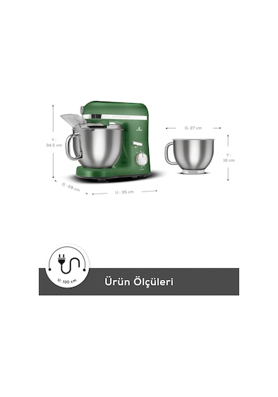 Karaca Mastermaid Chef Pro 1750 W Çift Kollu Stand Mikser