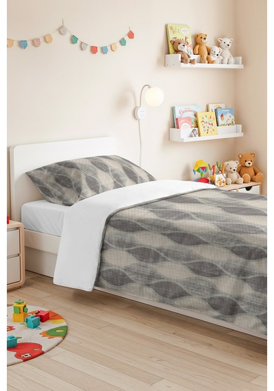 Gri Geometrik Modern Tek Kişilik Pike Takımı-antrasit Bej Minimal 160x220cm Kapitone Yatak Örtüsü Altın