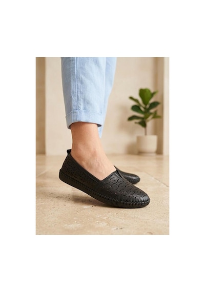 Beren Hakiki Deri Kadın Babet Ortopedik Taban Lazer Delikli Slip-on Com Çok Renkli