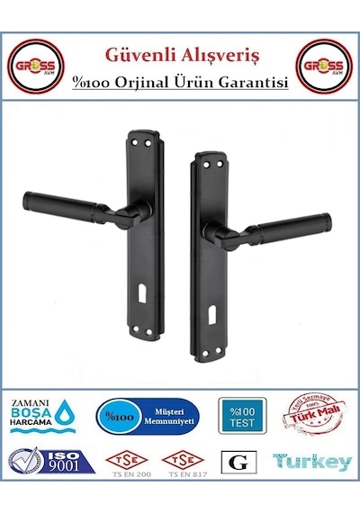 Parçalı Iç Oda Kapı Kolu - Mat Siyah - 1 Takım Ön Ve Arka