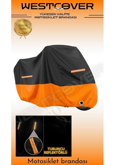 Arora Quantum 50 Uyumlu Turuncu Siyah Turuncu Reflektörlü Motosiklet Brandası,çadırı