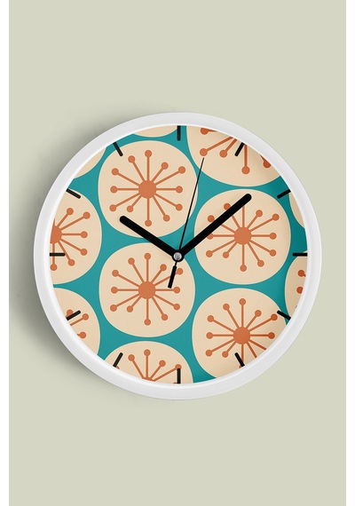 Soyut - Bohem - Geometrik Temalı Modern Duvar Saati - 30cm - Önü Camlı Beyaz Kasa - Sessiz Mekanizma-jh0359 Beyaz