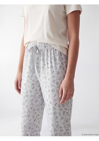 Lcw Dream Gri Desenli Kadın Jogger Pijama Alt