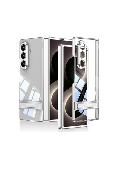 Samsung Uyumlu Galaxy Z Fold 8 Ultra Kılıf Kamera Korumalı Şeffaf Tasarımlı Maks Technology  Standlı Kılıf Mavi