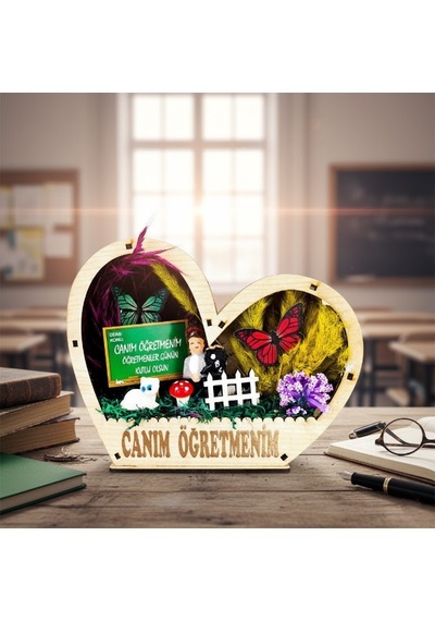 Kalp Saksı Teraryum - Öğretmenler Günü Hediyesi
