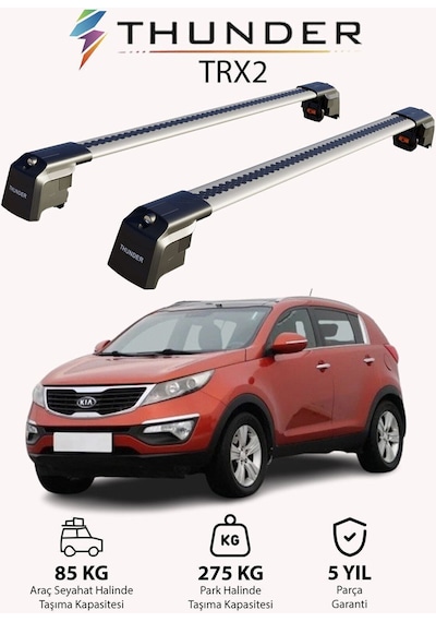 Kıa Sportage 2010-2015 Trx2 Thunder Carrier Kilitli Ara Atkı Taşıyıcı Tavan Barı Siyah