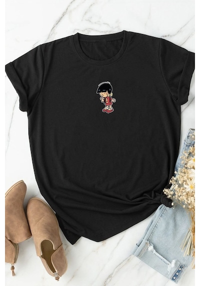 Unisex Chen Üzümlü Kekim Baskılı Kısa Kol T-shirt SIYAH