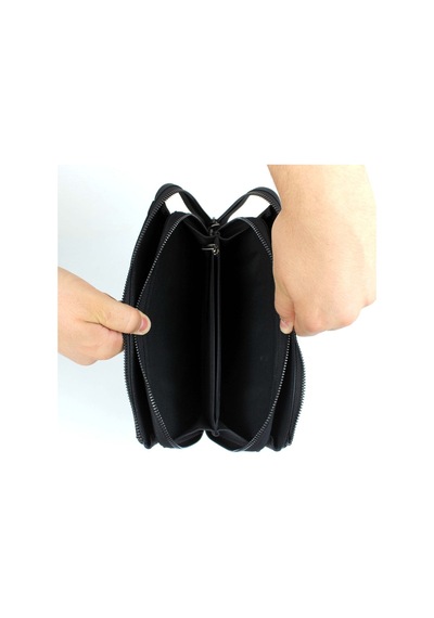Alphaclub Bag Erkek Hakiki Deri Siyah El Çantası Clutch Portföy Çanta