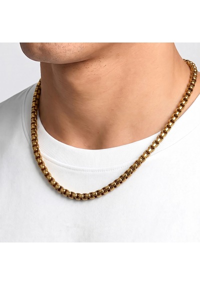 Moncuk Design Oval Arnavut Erkek Çelik Kolye 6mm 55cm Gold 3351eck022 Sarı