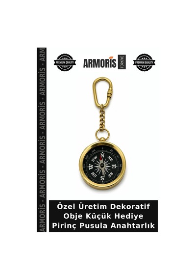 Özel Üretim Dekoratif Obje Küçük Hediye Pirinç Pusula Anahtarlık