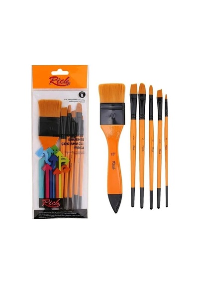 Set8 6 Lı Fırça Seti Resim Fırçası Akrilik Sulu Yağlı Guaj Karışık
