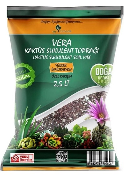 MFBotanik Kaktüs Sukulent Dikim Bakım Seti 2.5 L + Kaktüs Toprağı Vitamin Besini 500 ML