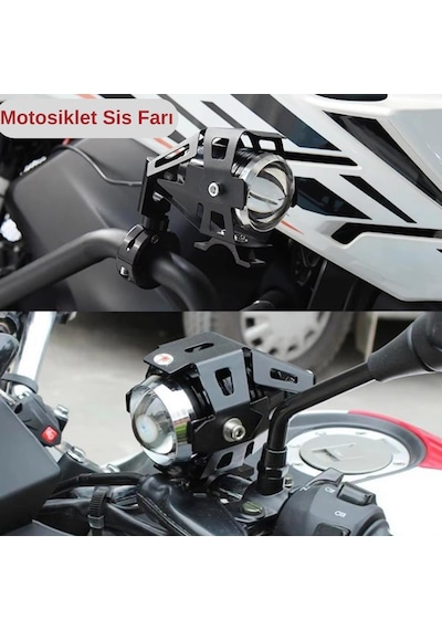Motosiklet Sis Farı Cree U5 Led Mercekli Su Geçirmez 3 Mod Aydınlatma
