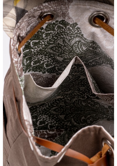 Fabric Craft Bag Sırt Çantası Duck Kumaş Kapaklı 38x40 Cm Kahverengi