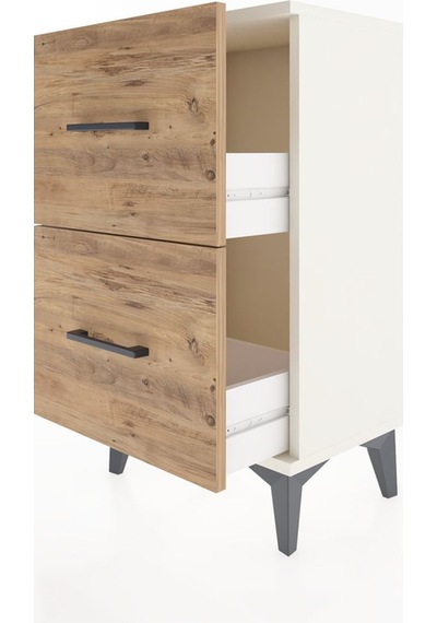 Arges Komodin Tek Raflı 2 Çekmeceli 44x30x80 Aytaşı-çam Aytası