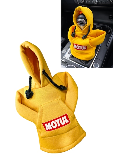 Motul Tasarım Hoodie Vites Topuzu Kılıfı - Universal Sweatshirt Model Vites Aksesuarı Sarı
