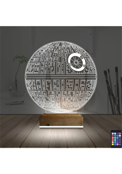 Luvivia Death Star Ölüm Yıldızı 3d Lamba - Masa Gece Lambası Şeffaf