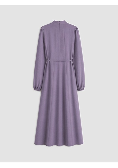 Lcw Modest Lila Dik Yaka Kuşaklı Modal Karışımlı Elbise
