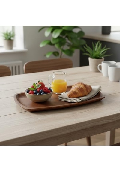 Akasya Ağacı Kayık Sunum Tepsisi 33x20 Cm Ahşap Servis Ve Kahve Tepsisi Peynir, Şarküteri Ve Dekoratif Banyo