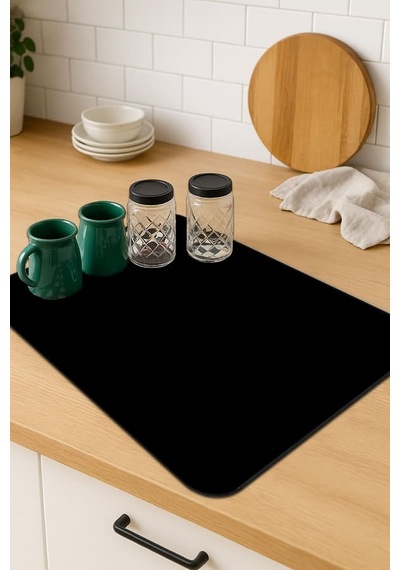 Siyah Sade Microfiber Bulaşık Kurutma Kurulama Matı Mm007