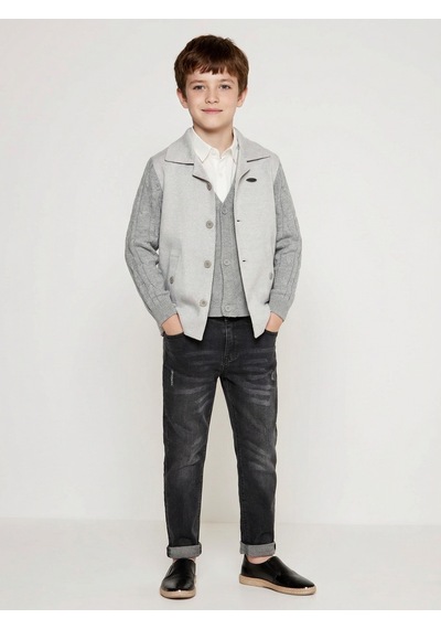 Xo Kids Erkek Çocuk 4lü Alt Üst Takım 6-9 Yaş 13202 Gri