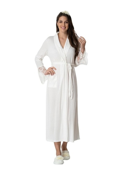 Mecit Pijama Mecit 5413 Ekru Kadın Sabahlık