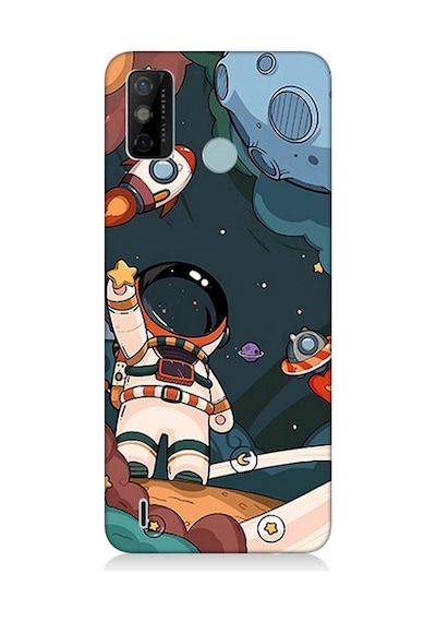 Tecno Spark 6 Go Uyumlu Silikon Kılıf Sevimli Astronot Uzay Macerası