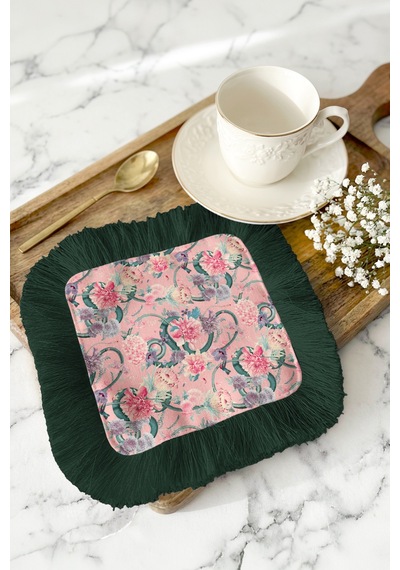 Lüks Çiçek Bahçesi Saçaklı Sunum Servis Altlığı Mendil - Romantik Bohem Pembe Yeşil Sunumluk Peçete Pastel Yağmur Kum Lüks Çiçek Bahçesi Saçaklı Sunum Servis Altlığı Mendil - Romantik Bohem Pembe Yeşil Sunumluk Peçete Pastel Yağmur Kum
